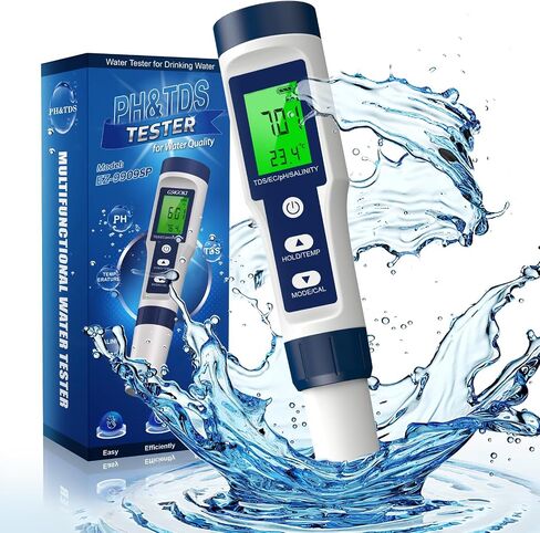 5 في 1 TDS/EC/PH متر - اختبار الملح ومياه الشرب لحوض السمك ، الزراعة المائية ومسبح - دقة عالية ، 0.01 قياس مستوى درجة الحرارة والملح in Kuwait