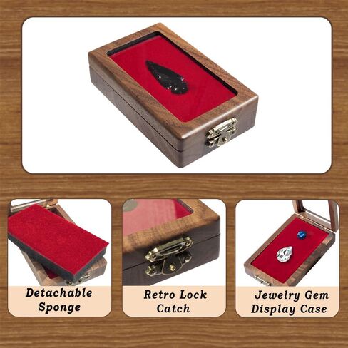 Arrowhead Display Case Arrowhead Shadow Box Handmade Small Wood Box Native American Arrowhead Display Box for Collectibles Military Coins Project Spear Crystal Stone in Kuwait