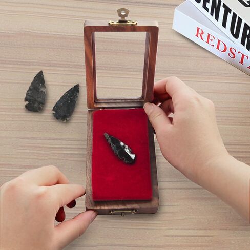 Arrowhead Display Case Arrowhead Shadow Box Handmade Small Wood Box Native American Arrowhead Display Box for Collectibles Military Coins Project Spear Crystal Stone in Kuwait