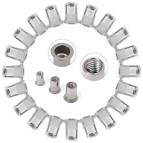 Nutsert Rivet Nuts Assortment Kit Threaded Insert Stainless Steel 304 Flat Head 1/4"-20 5"/16-18 3/8"-16 UNC Thread Nut Insert 60Pcs/3Sizes in Saudi Arabia