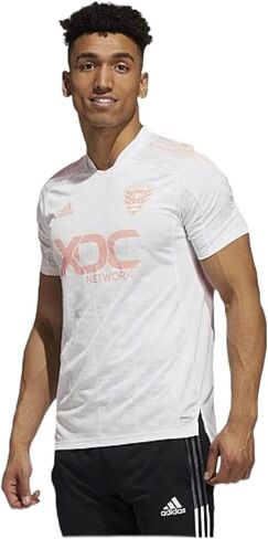 Adidas D.C. United MLS Men's Condivo21 Short Sleeve Soccer Jersey, White/Glow Pink in Saudi Arabia