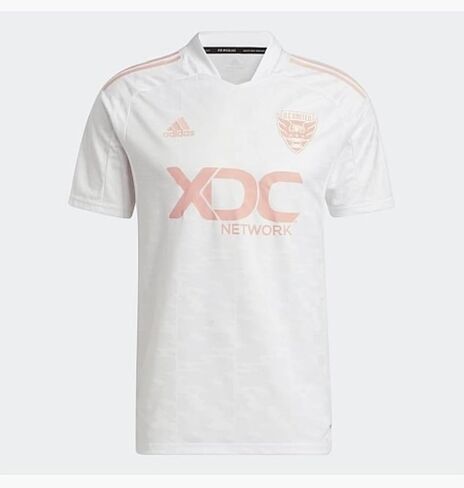Adidas D.C. United MLS Men's Condivo21 Short Sleeve Soccer Jersey, White/Glow Pink in Saudi Arabia