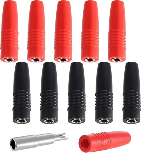 10 PCS 4MM معزول أنثى موصلات الموزات الموصل نوع لحام الموصل الذكور موصل الموز (الأسود ، الأحمر) in Kuwait