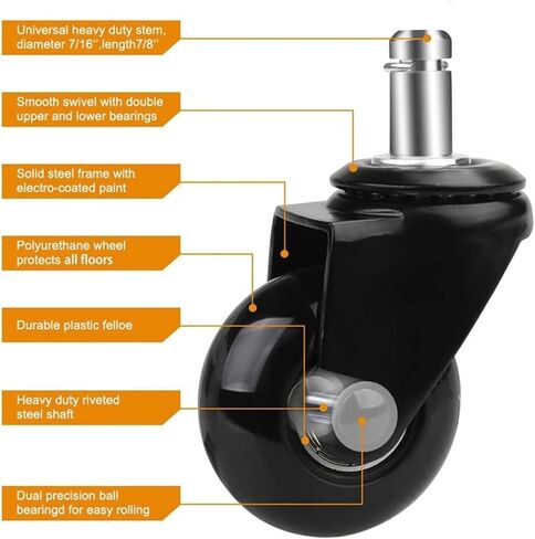 5pcs استبدال العجلات Caster Caster عجلات ثقيلة 2 بوصة مع ساق المكونات 7/16 × 7/8 بوصة in Saudi Arabia