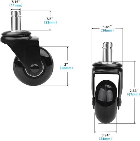 5pcs استبدال العجلات Caster Caster عجلات ثقيلة 2 بوصة مع ساق المكونات 7/16 × 7/8 بوصة in Saudi Arabia