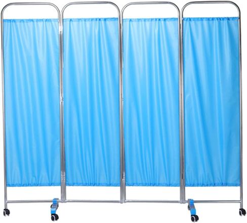 Foldable Privacy Screen,Mobile Privacy Separator Wall,Stainless Steel Room Divider,for Emergency Room Hospital Beauty Salon Office,Blue(Blue,4-Panel) in Saudi Arabia
