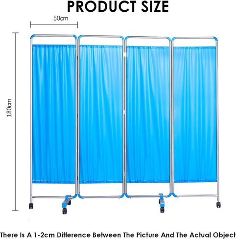 Foldable Privacy Screen,Mobile Privacy Separator Wall,Stainless Steel Room Divider,for Emergency Room Hospital Beauty Salon Office,Blue(Blue,4-Panel) in Saudi Arabia