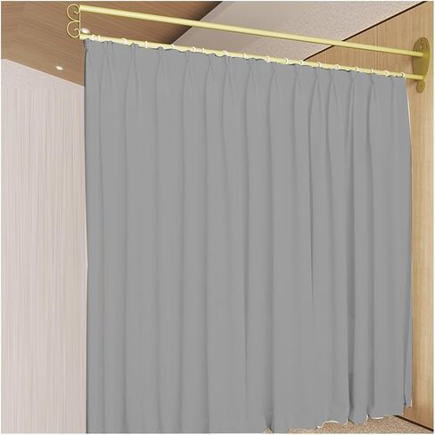 Privacy Partition Curtains, U-Shape Room Divider, Metal Support Wall Mounted Curtains, Flat Hooks Medical Curtain for Fitting Room Beauty Salon Bedroom (Color : Purple+W in Kuwait