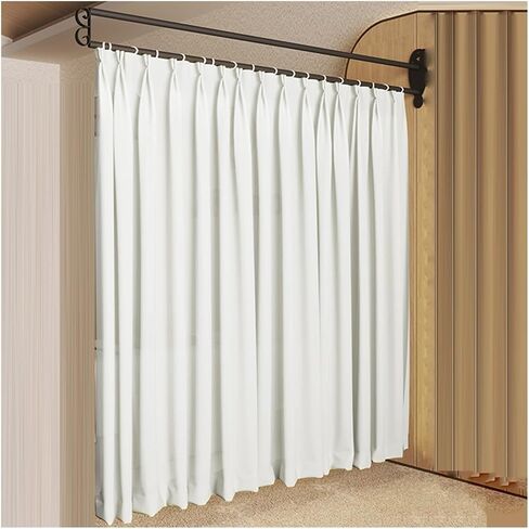 Privacy Partition Curtains, U-Shape Room Divider, Metal Support Wall Mounted Curtains, Flat Hooks Medical Curtain for Fitting Room Beauty Salon Bedroom (Color : Purple+W in Kuwait