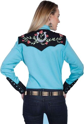 Scully Horseshoe and Rose Embroidered snap Front Shirt PL637 TUR ** in Saudi Arabia