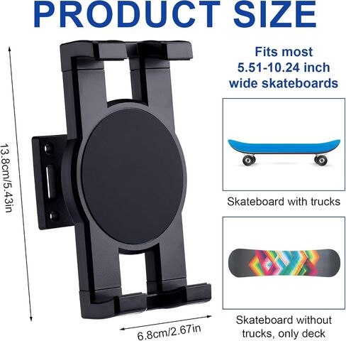 BOXOB Skateboard Deck Wall Mount, 360-Degree Rotating Skateboard Wall Hanger Stand Floating Snowboard Holder Shelf Horizontal Skate Deck Display Rack for Skateboarder Collector in Saudi Arabia