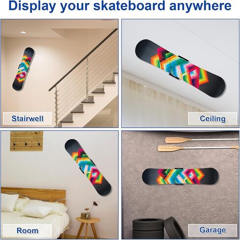 BOXOB Skateboard Deck Wall Mount, 360-Degree Rotating Skateboard Wall Hanger Stand Floating Snowboard Holder Shelf Horizontal Skate Deck Display Rack for Skateboarder Collector in Saudi Arabia