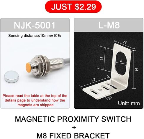 قاعة المفتاح المغناطيسي للمفتاح المغناطيسي مستشعر الحث M8 M12 M18 NPN NO/NC 24V ثنائي القطب (NJK-5001 و LM8 ، NPN NO) in Saudi Arabia