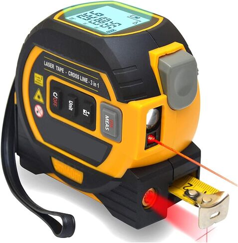 شريط ليزر قياس 3 في 1 متر رقمي للليزر مع شاشة LCD وجهاز قفل الذات 131 قدم/40 متر أداة قياس ليزر قابلة للشحن و 5 م شريط قياس/حجم in Kuwait