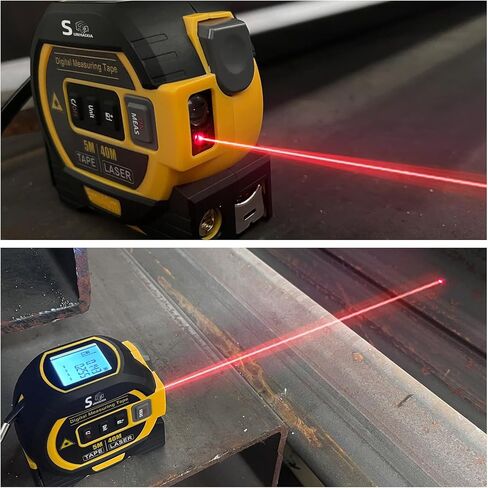 شريط ليزر قياس 3 في 1 متر رقمي للليزر مع شاشة LCD وجهاز قفل الذات 131 قدم/40 متر أداة قياس ليزر قابلة للشحن و 5 م شريط قياس/حجم in Kuwait
