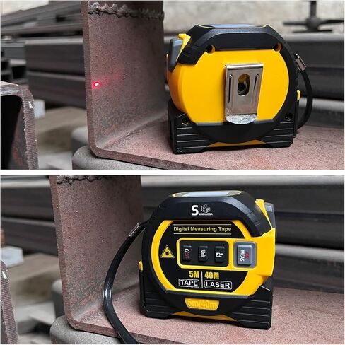 شريط ليزر قياس 3 في 1 متر رقمي للليزر مع شاشة LCD وجهاز قفل الذات 131 قدم/40 متر أداة قياس ليزر قابلة للشحن و 5 م شريط قياس/حجم in Kuwait
