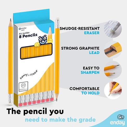 Emraw Pre Sharpened Round Primary Size No 2 Jumbo Pencils for Preschoolers, Elementary Kids - Pack of 24 Premium Fat Pencils in Saudi Arabia