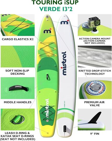 Mistral Stand Up Inflatable Paddle Board Racing & Touring Board 13'2"/ 14' Race Board, Backpack with Wheels, Durable ISUP for Youth & Adult, w/Premium SUP Accessories in Kuwait