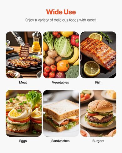 Vevor Commercial Panini Grill ، 1800W صانع شطيرة شطيرة كهربائية ، شطائر من الفولاذ المقاوم للصدأ مكبس مع مقبض والتحكم في درجة الحرارة ، 13.5 × 9.3 in Kuwait