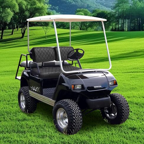 iLSKW Golf Cart Seat Covers for Yamaha G22 G8 G9 G16 G19 G2 Seat Cover OEM Front, Thinck Vinyl Leather with Convex Diamond Texure, Full Wrap-Around Design of Yamaha G22 Golf Cart Front Seat Cover in Saudi Arabia