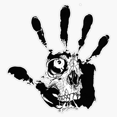 Pushead Hand of Fear Skull Sticker Vinyl Waterproof Sticker Decal Car Laptop Wall Window Bumper Sticker 5" in Saudi Arabia