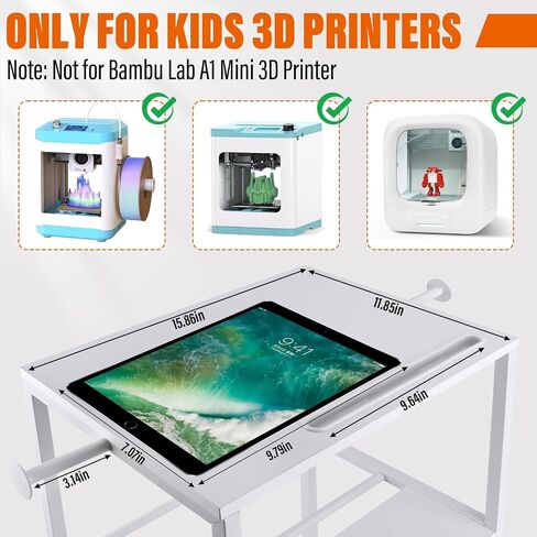 Kids 3D Printer Stand Filament Storage, Toybox 3D Printer for Kids Table Heavy Duty Filament Rack Spool Holder with Wheels, Mini 3D Printer Organizer Stand Storage Accessories in Kuwait