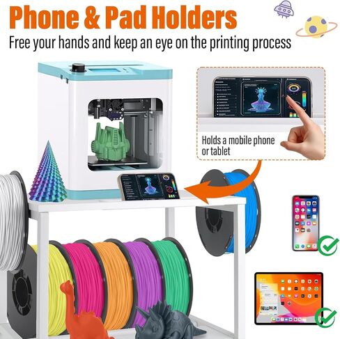 Kids 3D Printer Stand Filament Storage, Toybox 3D Printer for Kids Table Heavy Duty Filament Rack Spool Holder with Wheels, Mini 3D Printer Organizer Stand Storage Accessories in Kuwait