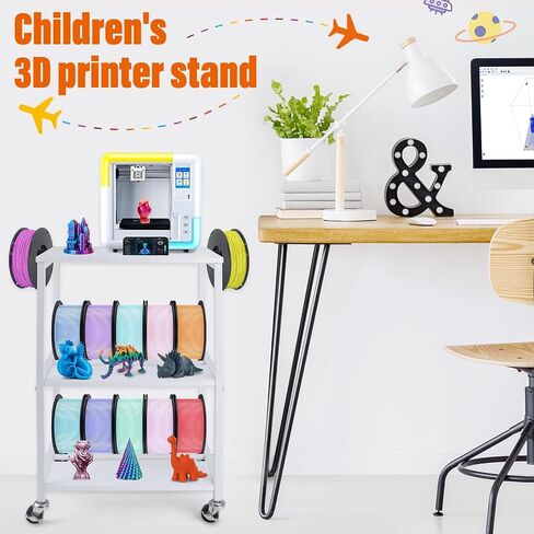 Kids 3D Printer Stand Filament Storage, Toybox 3D Printer for Kids Table Heavy Duty Filament Rack Spool Holder with Wheels, Mini 3D Printer Organizer Stand Storage Accessories in Kuwait