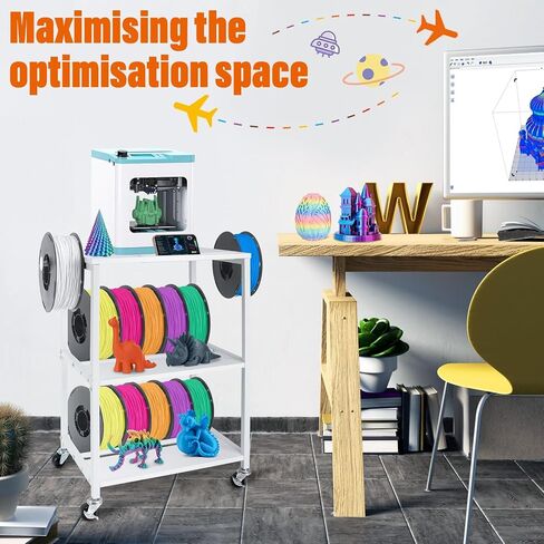 Kids 3D Printer Stand Filament Storage, Toybox 3D Printer for Kids Table Heavy Duty Filament Rack Spool Holder with Wheels, Mini 3D Printer Organizer Stand Storage Accessories in Kuwait