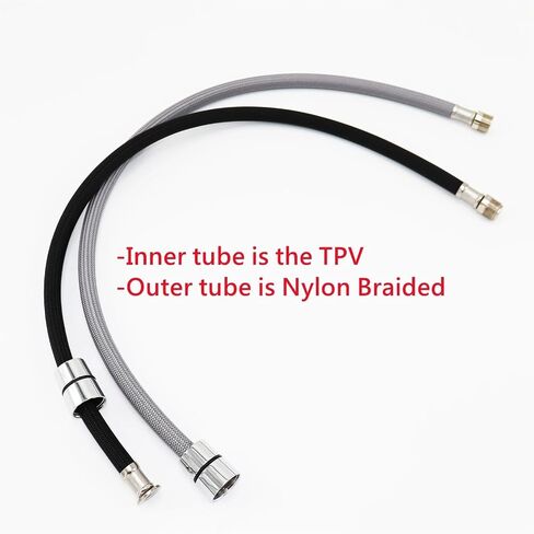 1PC 50/60/150cm F1/2 M15*1 Pull Out Faucet Hose Nylon Braided Flexible Water Hose(150cm Black) in Saudi Arabia