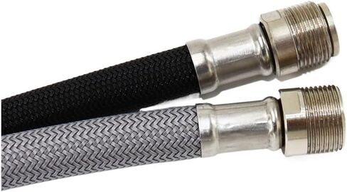 1PC 50/60/150cm F1/2 M15*1 Pull Out Faucet Hose Nylon Braided Flexible Water Hose(150cm Black) in Saudi Arabia