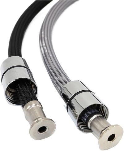 1PC 50/60/150cm F1/2 M15*1 Pull Out Faucet Hose Nylon Braided Flexible Water Hose(150cm Black) in Saudi Arabia
