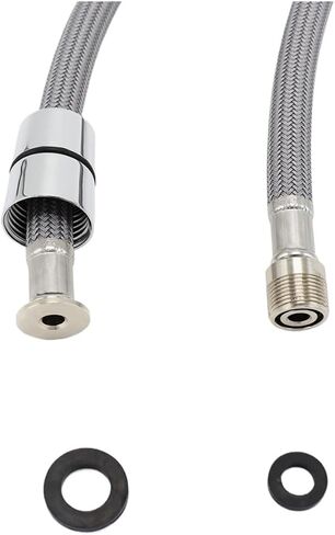 1PC 50/60/150cm F1/2 M15*1 Pull Out Faucet Hose Nylon Braided Flexible Water Hose(150cm Black) in Saudi Arabia