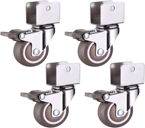 1.5 Inch Furniture Casters Cabinet Clamp with Brake Wheels Soft Rubber Swivel Caster Furniture 4Pcs(N0.1,20mm) in Saudi Arabia