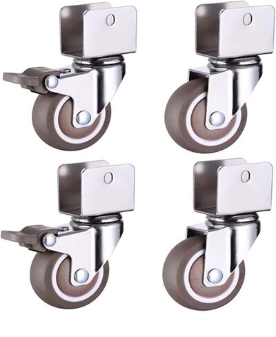 1.5 Inch Furniture Casters Cabinet Clamp with Brake Wheels Soft Rubber Swivel Caster Furniture 4Pcs(N0.1,20mm) in Saudi Arabia