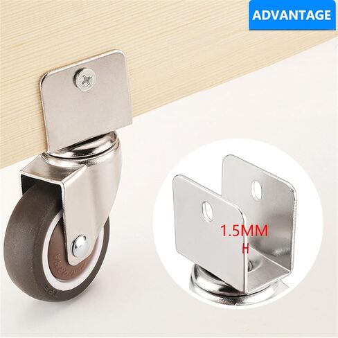 1.5 Inch Furniture Casters Cabinet Clamp with Brake Wheels Soft Rubber Swivel Caster Furniture 4Pcs(N0.1,20mm) in Saudi Arabia