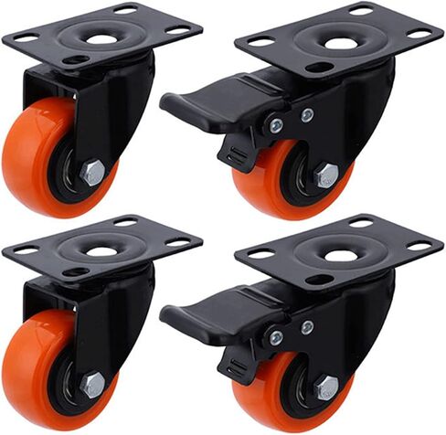 2 Inch Swivel Castor Wheels Heavy Duty Industrial Casters 300KG Orange Trolley Furniture Caster 4Pcs(Type 3) in Saudi Arabia