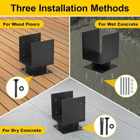 4 "× 4" قاعدة ما بعد الخرسانة ، 2pcs الفولاذ المقاوم للصدأ قابلة للتعديل قوس مرساة (داخلي 3.5 × 3.5) ، حامل قاعدة خشبية على شكل حرف U لدعم درابزين الشرفة in Kuwait