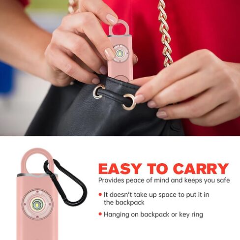Rechargeable Personal Safety Alarm -130dB Keychain with SOS Flashing Light, Lightweight28g,500+ Days Standby, Loud Alert for Girls, Children, Elderly (Pink) in Saudi Arabia