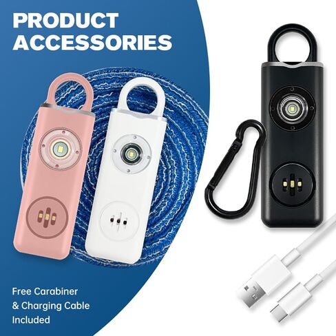 Rechargeable Personal Safety Alarm -130dB Keychain with SOS Flashing Light, Lightweight28g,500+ Days Standby, Loud Alert for Girls, Children, Elderly (Pink) in Saudi Arabia