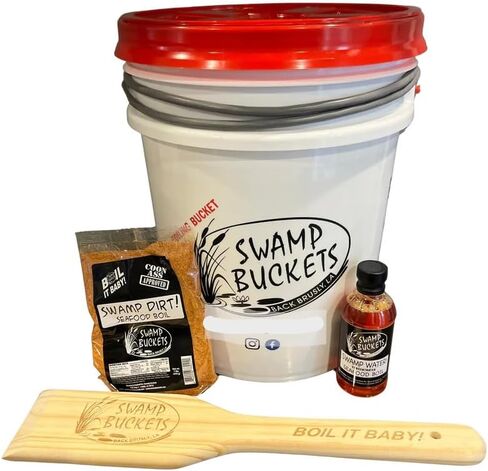Swamp Buckets Electric Seafood Boiling Kit, 5 Gallon HDPE Food Grade Bucket with Boil Seasoning, Swamp Water, Wooden Paddle for Small Batch Cooking in Saudi Arabia