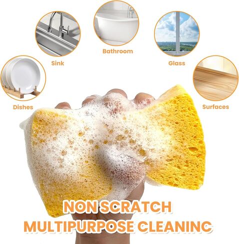 8-Count Pop Up Cellulose Sponges | Non-Scratch Eco-Friendly Kitchen Sponges for Dishes, Bathroom, Cars | Tear-Resistant Natural Scrub Sponges | Biodegradable Compostable Cellulose in Saudi Arabia