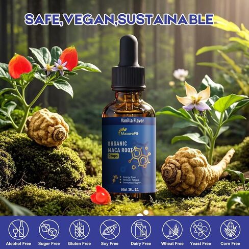 Maca Root Ashwagandha Liquid Drops - Maca and Ashwagandha Supplements with Goji Berry,Ginger Extract,L-Arginine and Magnesium Enhanced Energy 2 fl oz in Saudi Arabia
