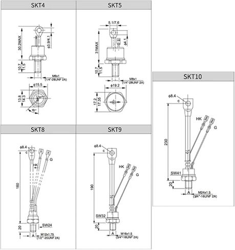 Stud Thyristor SKT10 SKT16 SKT24 SKT40 SKT50 Thyristor(SKT40-16) in Saudi Arabia