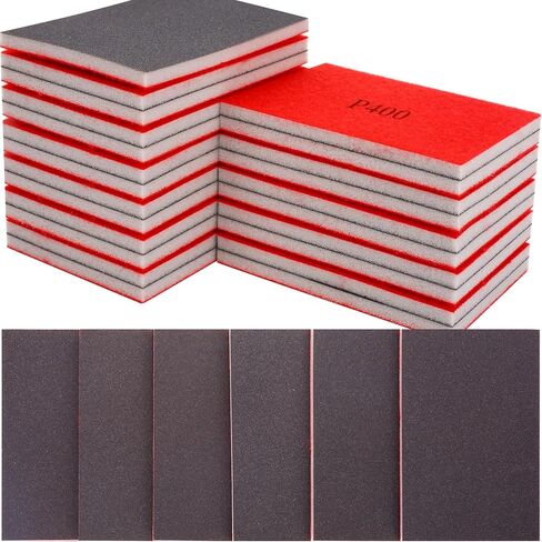 24pcs 400 إسفنجة من الصنفرة الحصيرة ، وسادات الإسفنج الرملية الفائقة ، والرثفة الرغوية الناعمة كتلة ورق الصنفرة الرطب الجاف للطراز الجاف الجدران الصلابة الأثاث المعدني （3 × 4 بوصة） in Saudi Arabia