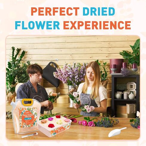 5LBS Silica Gel Flower Drying,Reusable Flower Drying Silica Gel Crystals with 6L Airtight Containers, Color Indicating Flower Preservation Kit for Drying Flowers Bead Size<1mm in Kuwait