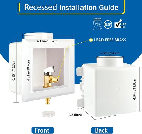 Ice Maker Outlet Box With 1/2" Crimp F1807 Pex Inlet and 1/4" OD Ball Valve Compression Outlet Connections for Icemaker, Water Dispenser in Kuwait