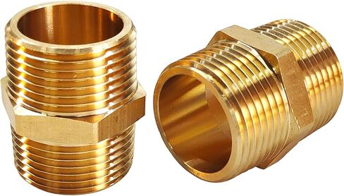 2pcs nipple nipple 1 "npt male x 1" npt male pipe fitting 1 بوصة حلمات أنابيب الذكور تجهيزات محول أنابيب ذكور ثقيلة متساوية in Kuwait