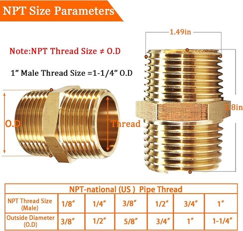 2pcs nipple nipple 1 "npt male x 1" npt male pipe fitting 1 بوصة حلمات أنابيب الذكور تجهيزات محول أنابيب ذكور ثقيلة متساوية in Kuwait