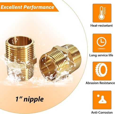 2pcs nipple nipple 1 "npt male x 1" npt male pipe fitting 1 بوصة حلمات أنابيب الذكور تجهيزات محول أنابيب ذكور ثقيلة متساوية in Kuwait